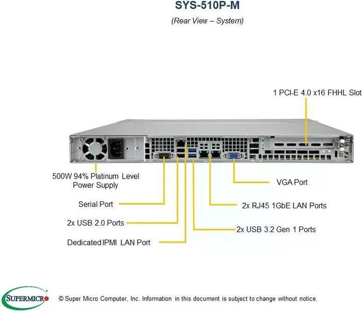 Immagine prodotto Supermicro Server BAB SYS-510P-M