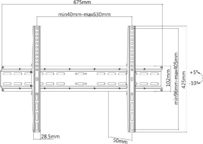 Image du produit Maclean MC-749 - Support VESA pour écran/téléviseur, 37-70", noir, 35 kg (Mur, 70", 35 kg)
