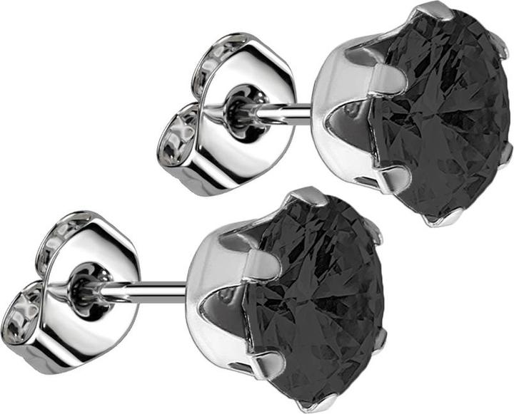 Produktbild Star Piercing Ohrstecker mit rundem Kristall schwarz (ohne Messing, Chirurgenstahl 316L)
