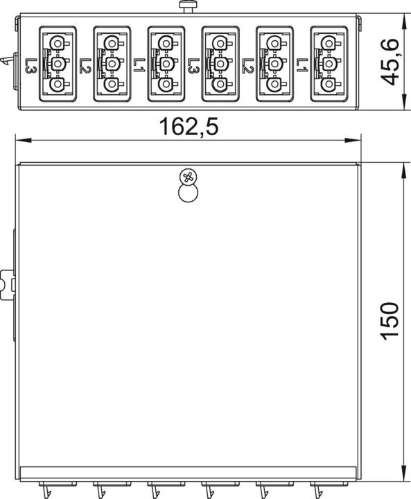 Image du produit OBO Bettermann OBO UVS-6W2SA Distributeur sous plancher avec raccord enfichable 160x150x (Répartiteur)