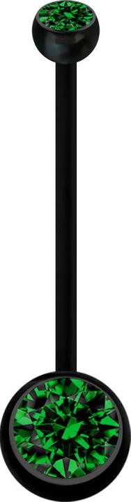 Actual product image Star Piercing Banana Pregnancy black with two balls crystal green (without brass, Bioflex)