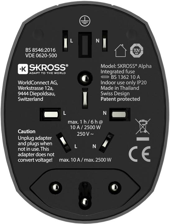Actual product image Skross Alpha World travel adapter incl. hard case