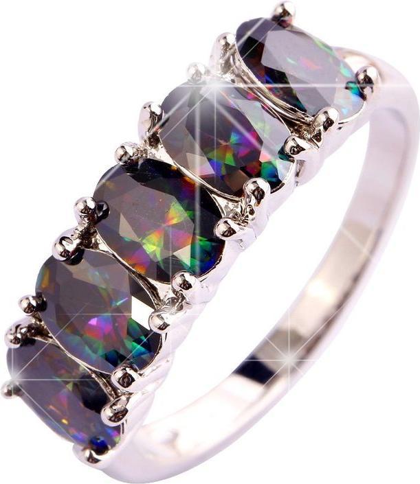 Produktbild Hermex versilberter Ring mit Regenbogen Topas - Gr. 62 / Size 10 (10, 62)