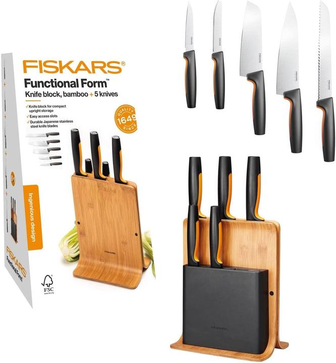 Actual product image Fiskars Functional Form 5 knife set with stand