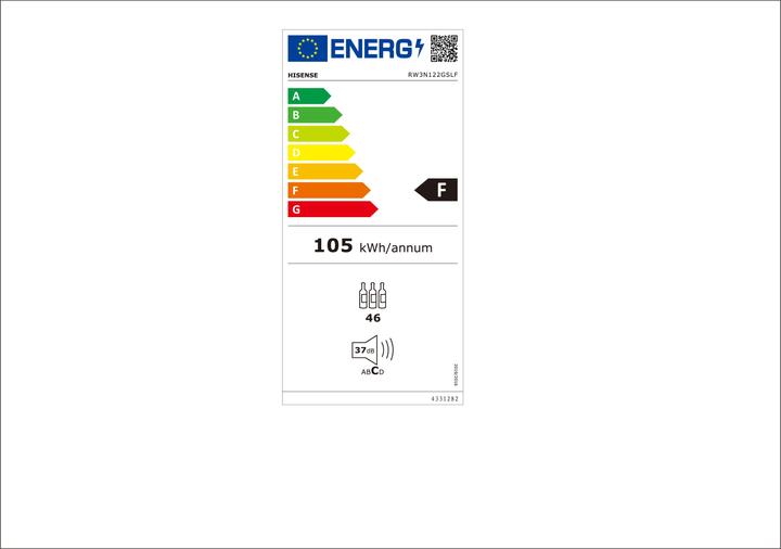 Energie-Label Hisense RW3N122GSLF Weintemperierschrank 128 Liter