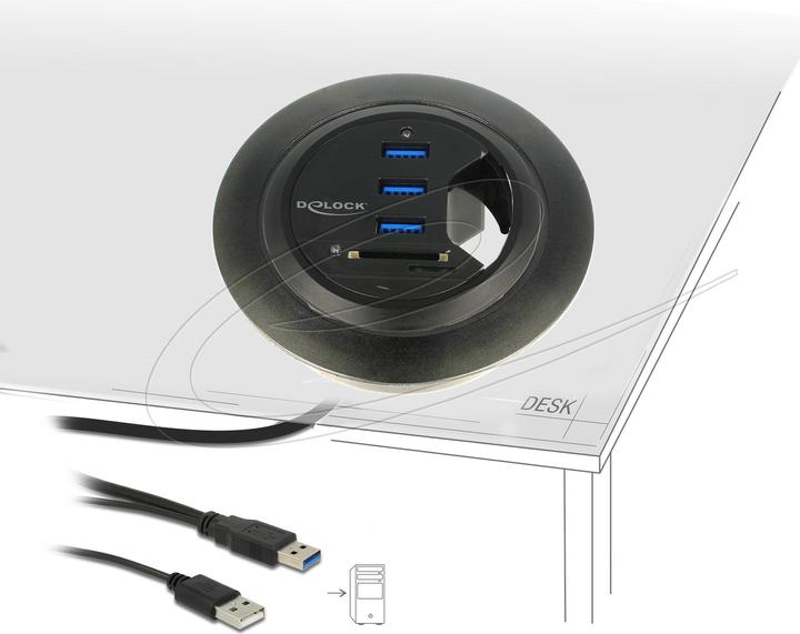 Immagine prodotto Delock Sollevatore da tavolo (USB-A, 3 Porti)