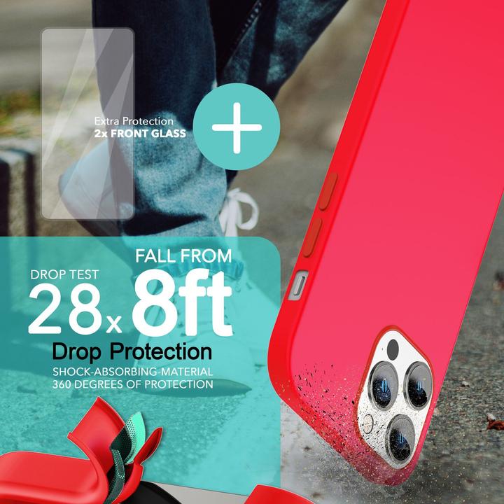 Actual product image Nalia Liquid silicone case with MagSafe function & 2x display protection glass (Apple iPhone 14 Pro)