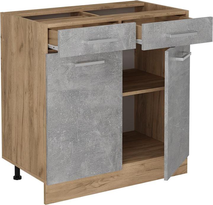 Actual product image Vicco Kitchen base cabinet R-Line, Concrete/Gold power oak, 80 cm, WT Anthracite