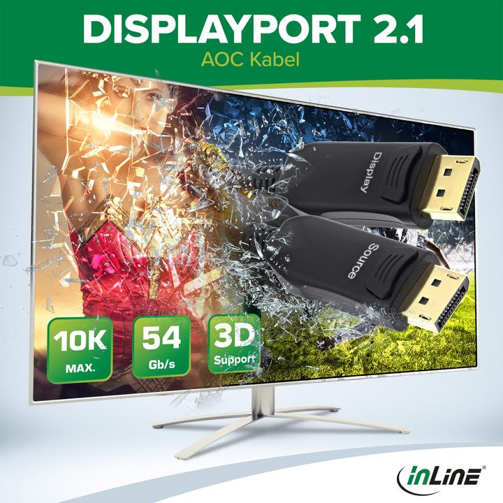 Image du produit InLine Câble DisplayPort 2.1 AOC (50 m, DisplayPort)