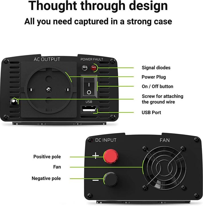 Immagine prodotto GreenCell Tensione auto inverter 12V a 230V 300W 600W