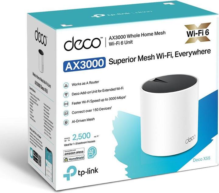 Actual product image TP-Link AX3000 WHOLE HOME MESH WI-FI 6 UNIT DECO X55 1-PACK EU