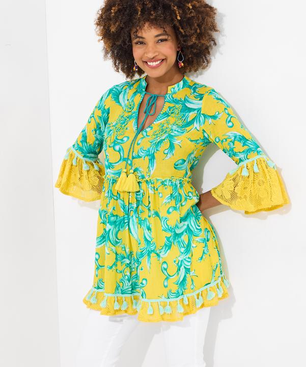 Produktbild Joe Browns Boho Print Lace Sleeve Beaded Cotton Tunic Dress (44)