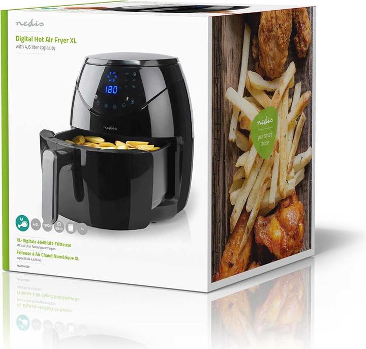 Produktbild Nedis Hot Air Fryer 4.6 l Timer: 60 min Digital Black (EU-Stecker)