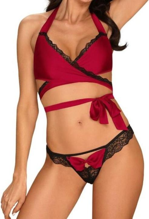 Produktbild Obsessive Sensuelia 2teiliges DessousSet mit WickelOberteil rot (XXL)