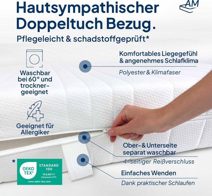 Produktbild AM Qualitätsmatratzen Orthopädischer 7-Zonen Taschenfederkern (140 x 180 cm, Federkern)
