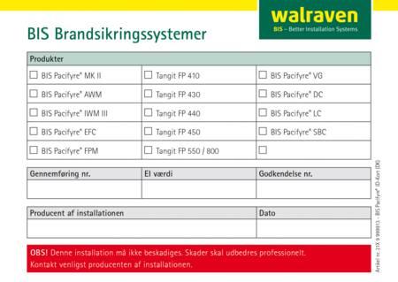 Produktbild Walraven BIS Pacifyre ID-Aufkleber zur Kennzeichnung von Rohrdurchführungen. Die Karte ist selbstkle