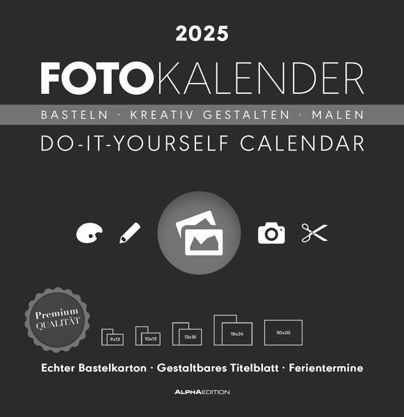 Immagine prodotto Alpha Edition Calendario nero 2025, 32x33 cm, calendario fai da te con pagine in (32 x 33 cm, Tedesco)