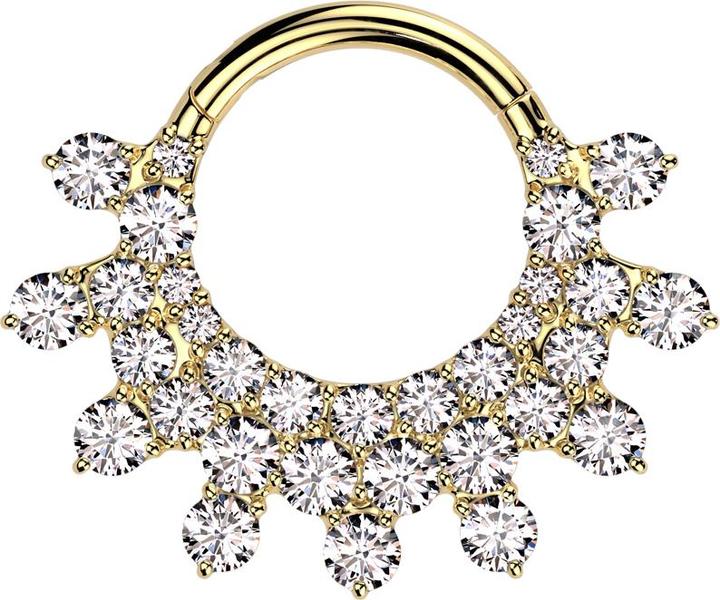 Immagine prodotto Star Piercing Anello micro segmento con cerniera placcato oro con cristalli solari argento (Titanio G23)