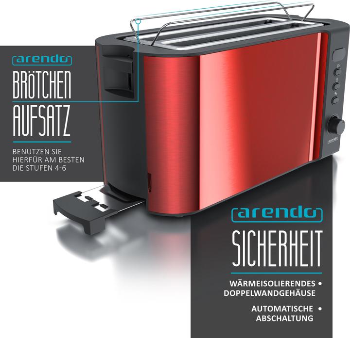 Image du produit Arendo Grille-pain 4 disques en acier inoxydable à fente longue, support à petits pains, écran avec