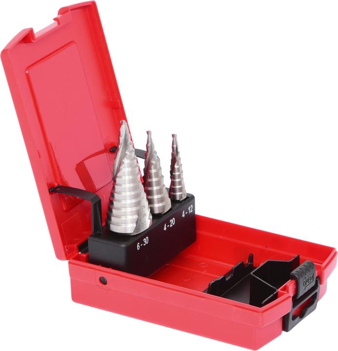 Actual product image KS Tools HSS Step Drill Set (4 - 12, 6 - 30, 4 - 20)