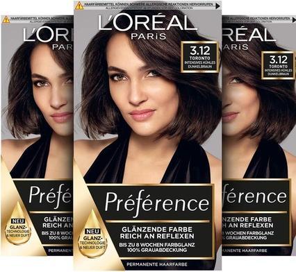 Immagine prodotto L'Oréal Paris L'Oréal, Paris Préférence, colore per capelli, Toronto, 183 g (3,12 Marrone scuro intenso e freddo)