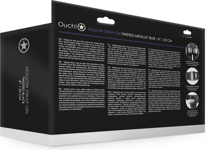 Actual product image Ouch! Textured Curved Hollow Strap-on - 8" / 20 cm
