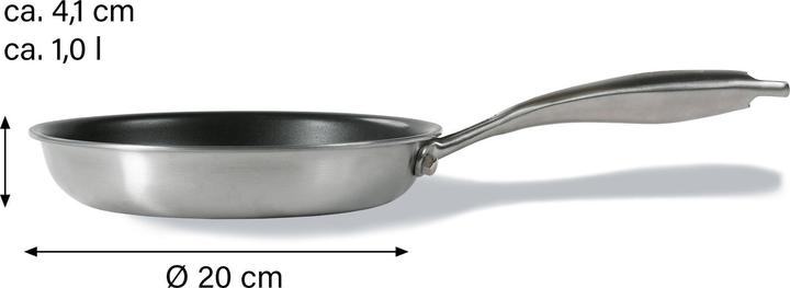 Produktbild Silverstar Edelstahlpfanne 20 cm mit Antihaftbeschichtung für Induktion und Backofen (20 cm, Bratpfanne, Edelstahl)