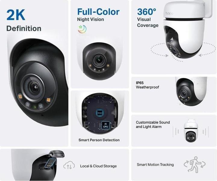 Produktbild TP-Link Tapo C510W 3MP 360° Outdoor Kamera MicroSD (2304 x 1296 Pixels)