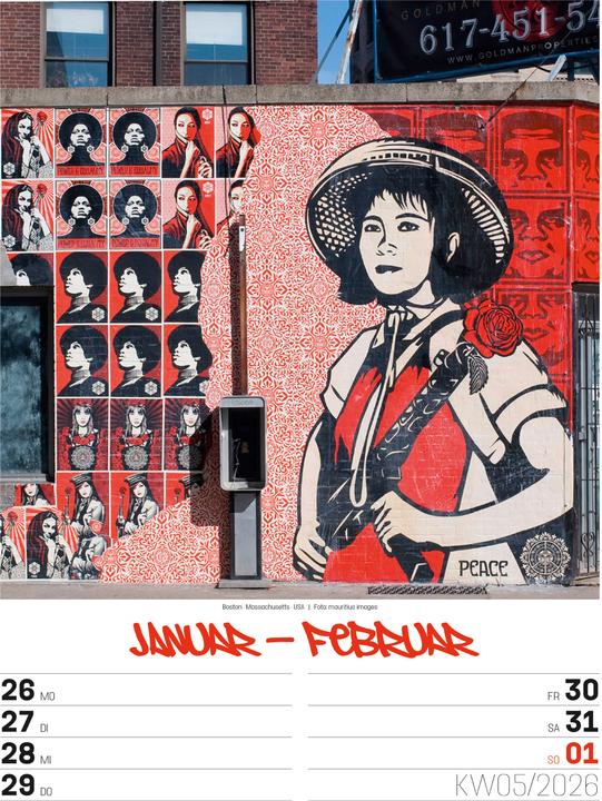 Actual product image Street Art - Graffiti - Wochenplaner Kalender 2026 (25 x 33 cm, Hardcover, German)