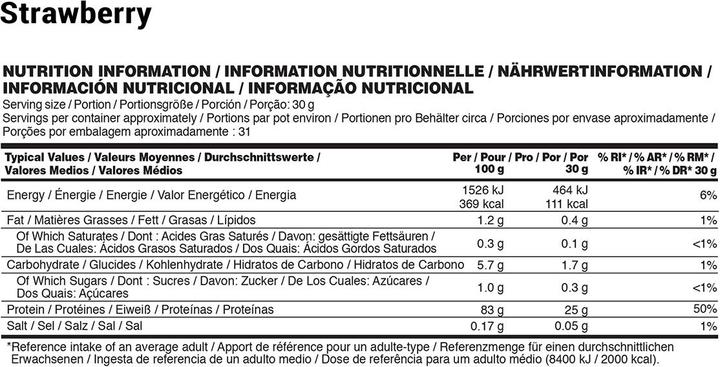 Nährwerte und Zutaten Optimum Nutrition Gold Standard Isolate (Vanille, 1 Stk., 930 g)