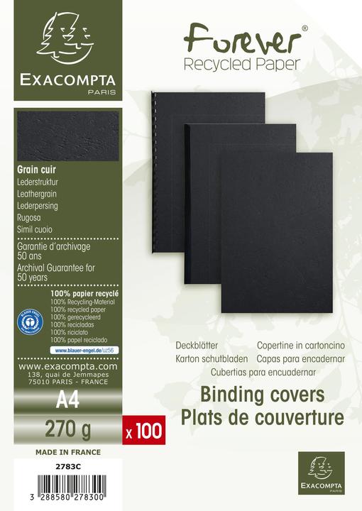 Immagine prodotto Exacompta Copertina Evercover 270 g/m², 100 pezzi, nero