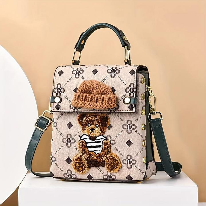 Immagine prodotto Only-Bags.Store Mini zaino borsetta, pelle PU, simpatico orsetto, borsa per smartphone, borsetta alla moda