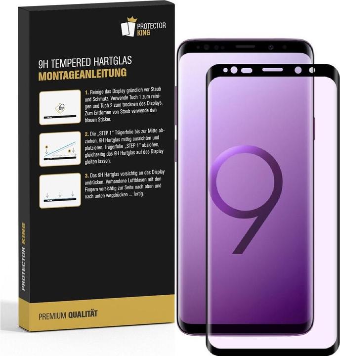 Produktbild Protectorking 3x echtes Tempered 9H Panzerhartglas 3D KLAR (3 Stück, Samsung Galaxy S9+)