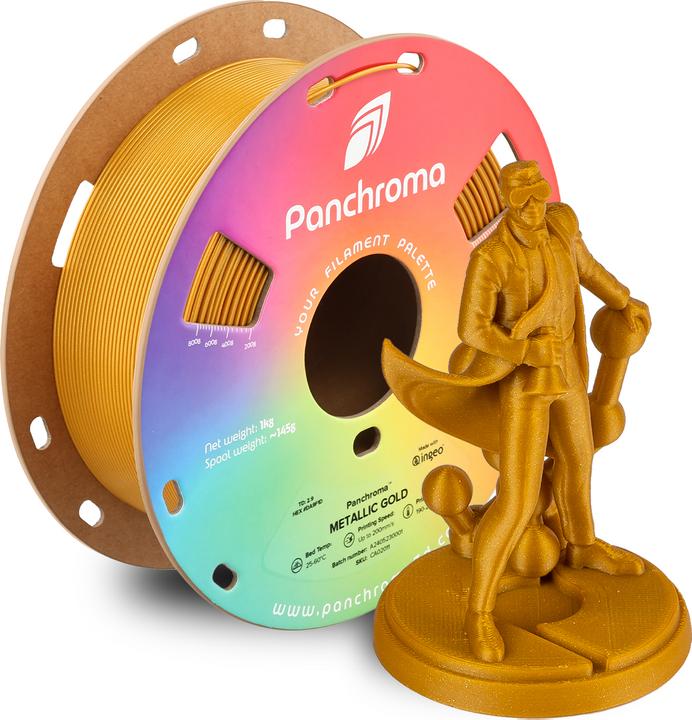 Actual product image Polymaker Panchroma™ PLA Metallic (PLA, 1.75 mm, 1000 g, Gold)