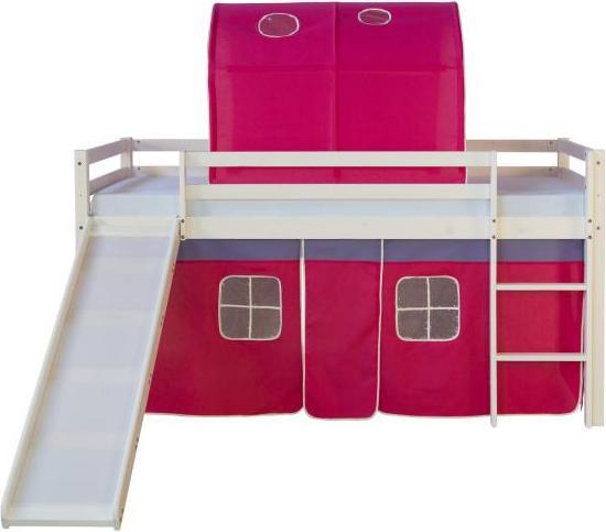 Immagine prodotto Homestyle4u Letto a soppalco con scivolo e tenda (90 x 200 cm)