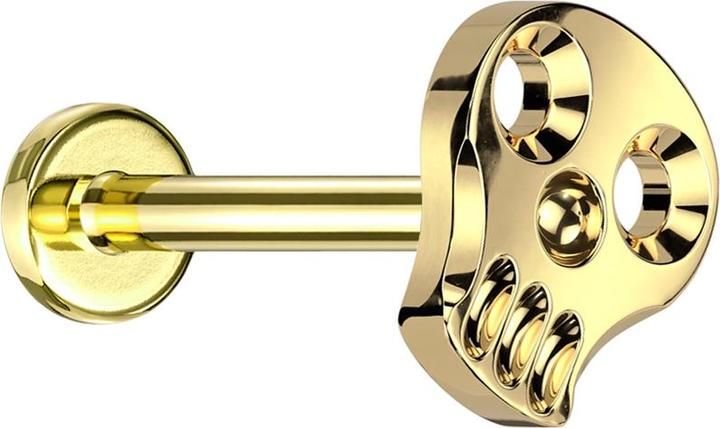 Actual product image Star Piercing Micro Labret internal thread gold plated hollow skull gold plated (without brass, Titanium G23)