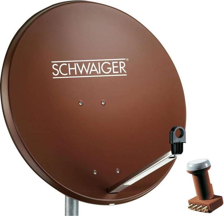 Image du produit Schwaiger Système SAT 80 cm 4 participants Quad-LNB (avec interrupteur) rouge brique (Antenne parabolique, 38.50 dB, DVB-S / -S2)