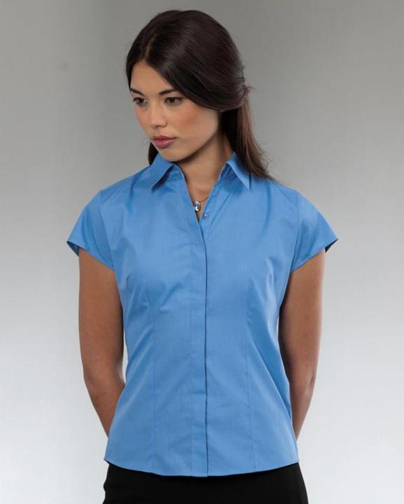 Image du produit Russell Collection Easy Care Fitted Poplin Blouse à manches courtes (XS)