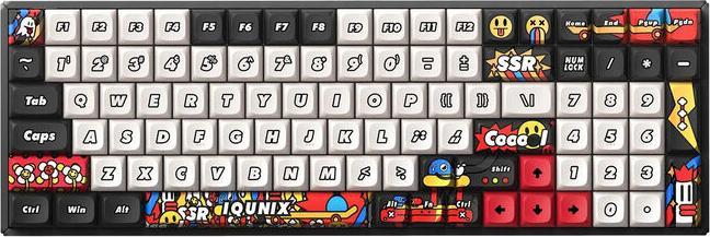 Iqunix Clavier de jeu sans fil F97 Graffiti Slate, RGB - Commutateurs Moonstone (DE, Sans fil)