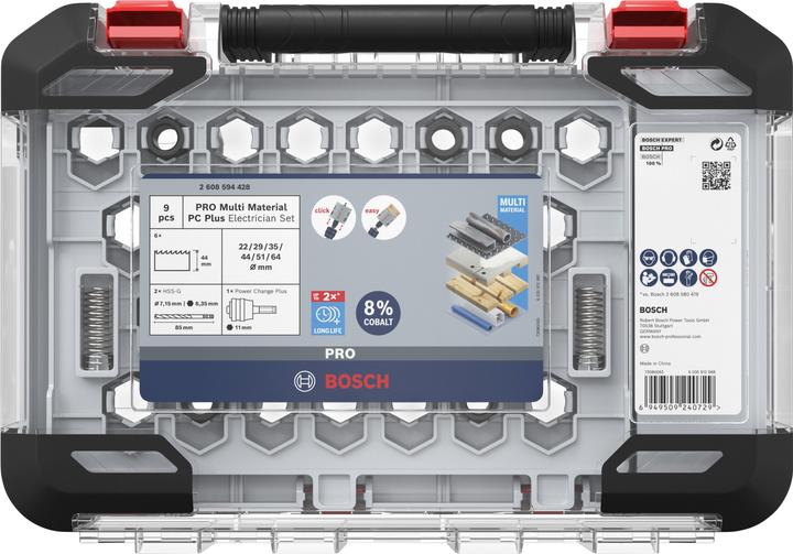 Produktbild Bosch Professional Zubehör PRO Multi Material PC Plus Lochsägen-Set, 9-tlg. (35 mm, 22 mm, 29 mm, 64 mm, 44 mm, 51 mm)