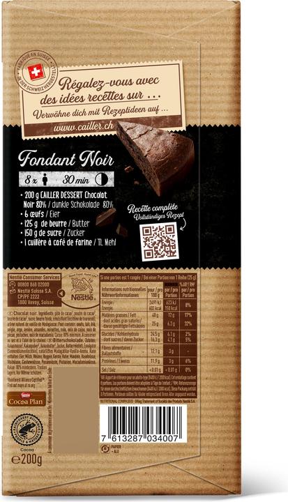 Immagine prodotto Cailler Dessert Tavoletta di Cioccolato Fondente 80% (200 g)