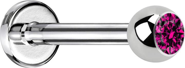 Actual product image Star Piercing Labret silver with ball crystal fuchsia (without brass, Surgical steel 316L)