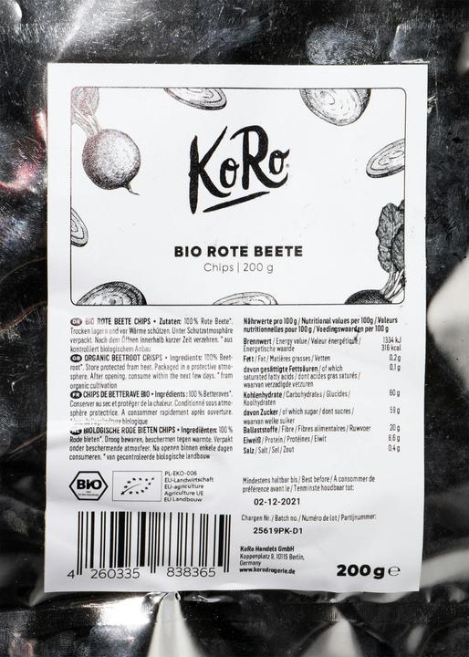 Produktbild KoRo Getrocknete Bio Rote Bete Chips (200 g)