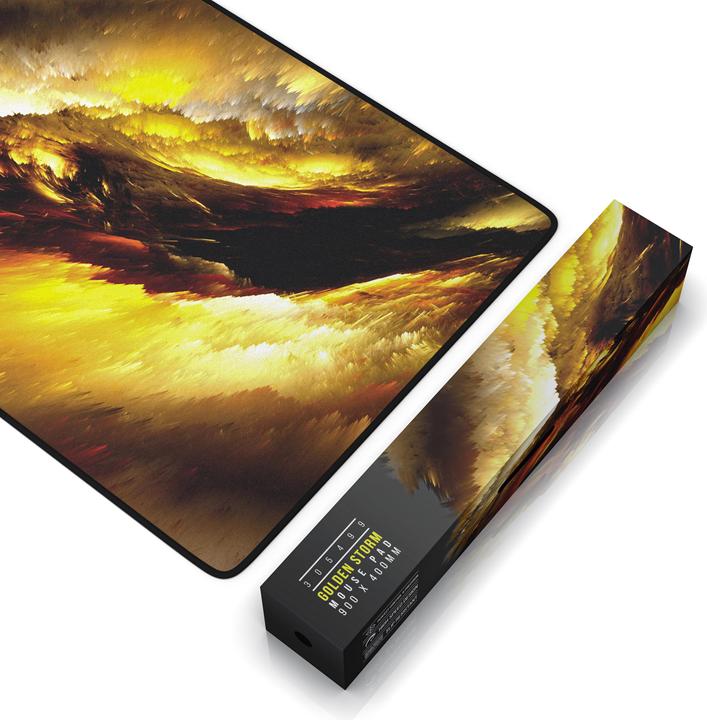 Produktbild Titanwolf Gaming Mauspad, 900 x 400mm XXL Mausmatte, verbessert Präzision & Geschwindigkeit, Golden Storm (XXL)