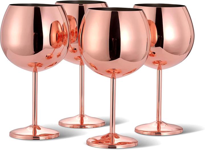 Actual product image Oak & Steel Stainless steel gin glasses rose gold set of 4 (7 dl, 4 x, Gin glasses)