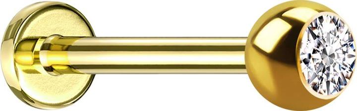Immagine prodotto Star Piercing Micro labret placcato oro con sfera e cristallo d'argento (Titanio G23, senza ottone)
