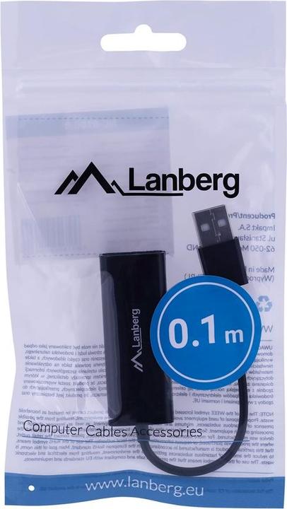 Produktbild Lanberg NC-0100-01 Kabelschnittstellen-/Gender-Adapter USB-A RJ-45 Schwarz (USB, RJ45 (1x))