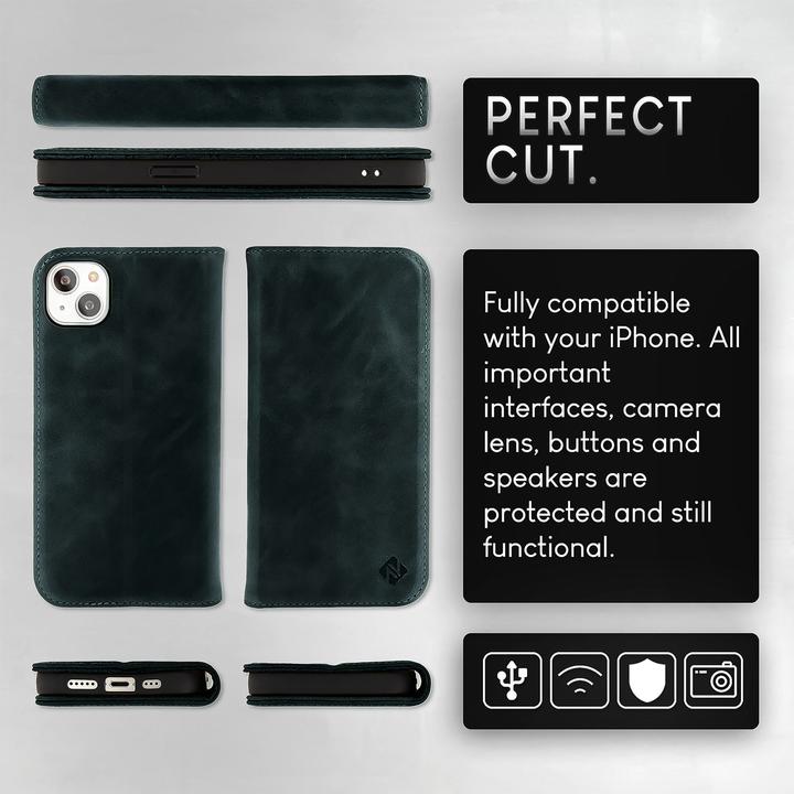 Actual product image Nalia Genuine leather flip case cover with magnetic fastener (Apple iPhone 15 Plus)