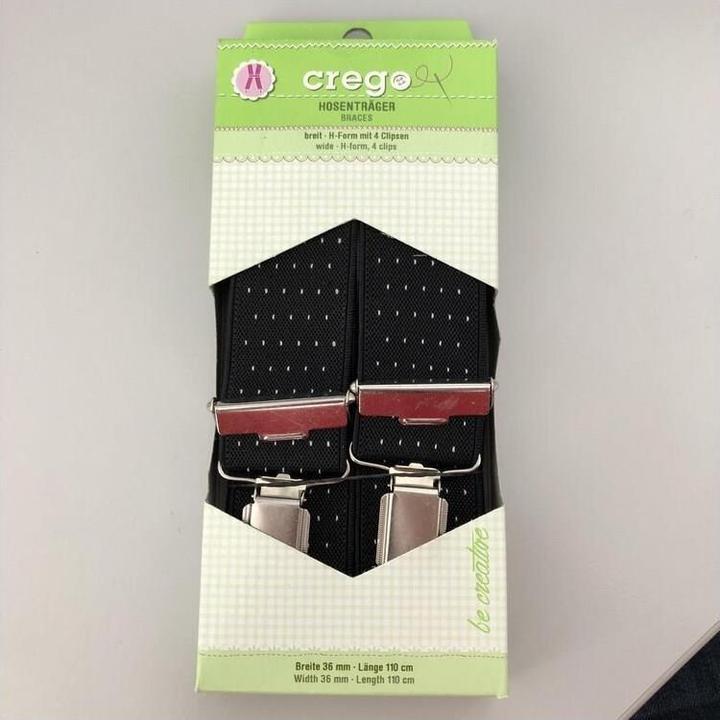 Crego Hosenträger Schwarz/Weiss gepunktet