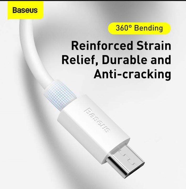 Actual product image Baseus Simple Wisdom Data Cable Kit USB to Micro 2.1A (2PCS/Set) 1.5m White (1.50 m)
